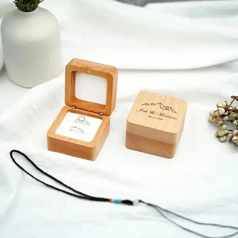 Ring 22. Free Custom Wood Ring Box Engagement Wedding Ceremony Storage Proposal Portable Gifts Bead Case Rustic Wedding Gift for lovers Horaclek